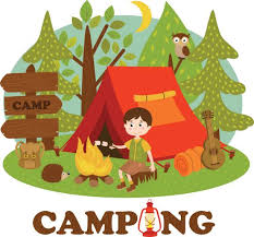 child roasting marshmallows in front of a tent